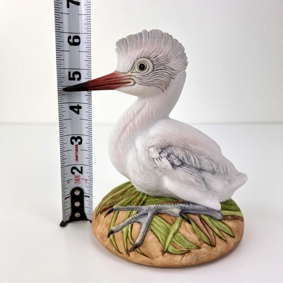Vintage Kazmar Porcelain Bird Figurine Baby Egret 6" - Picture 8 of 9